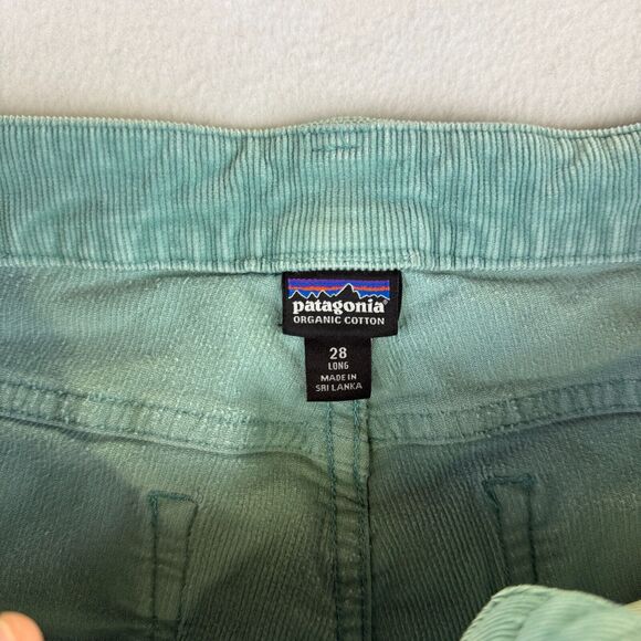 Patagonia Corduroy Pants Womens Size 28L Long Teal Green Blue Straight Leg - Picture 9 of 12